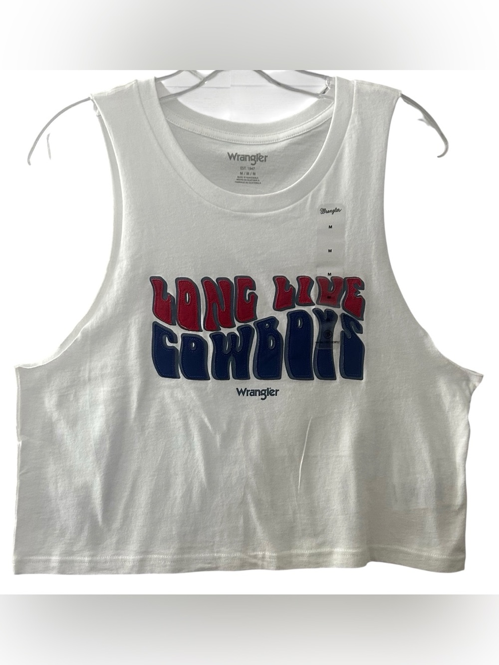 Wrangler White Festival Crop Tank - Ladies Tee Size Medium NWT
